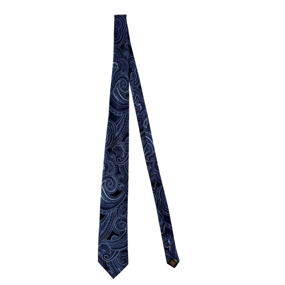 Donald J Trump Signature Collection Mens Silk Paisley Necktie Blue
